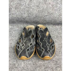 Berne Mev New York Flats Women's EU 38 Black Leather Slip On Mules Weave